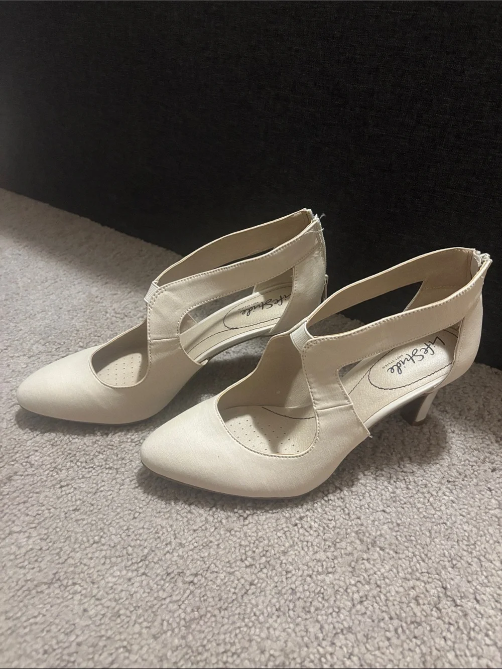 Life Stride Ivory Cutout Pointed-Toe Heels